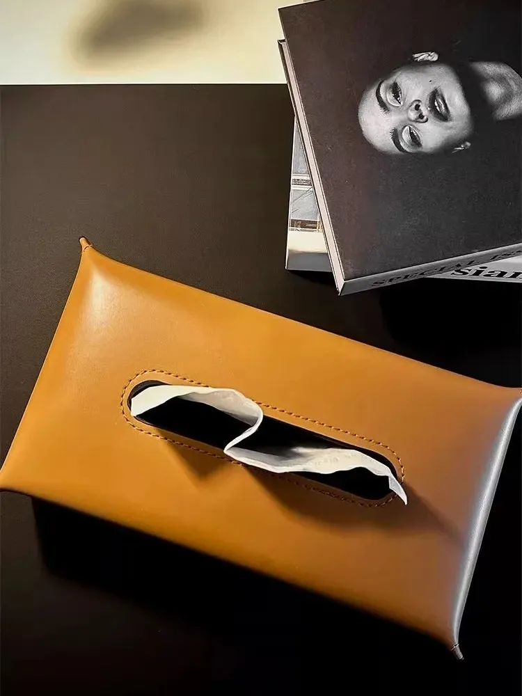 

Modern Woven Leather Tissue Box Napkin Case Luxury Tissue Paper Holder Desktop Coffee Table Tissue Box Livingroom Decoration