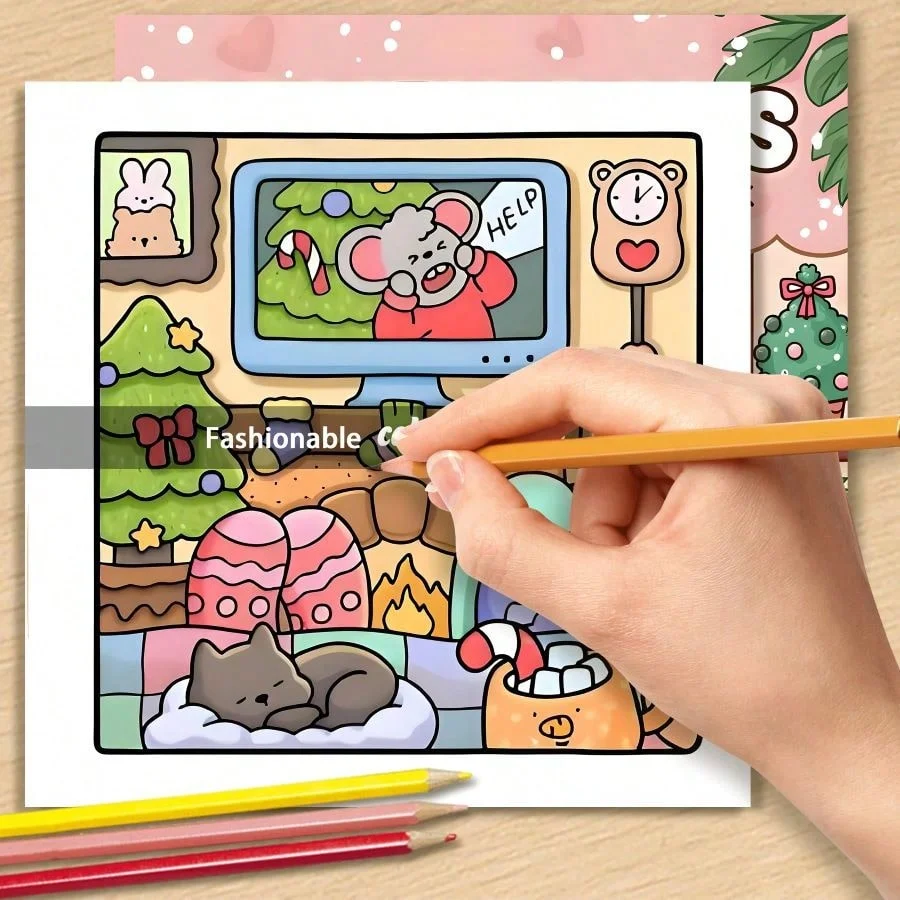 Manga World Cartoon Kitten Cute Adult Decompression Cartoon Coloring Book Home DIY Coloring Book Birthday Gift Girl Healing Gift