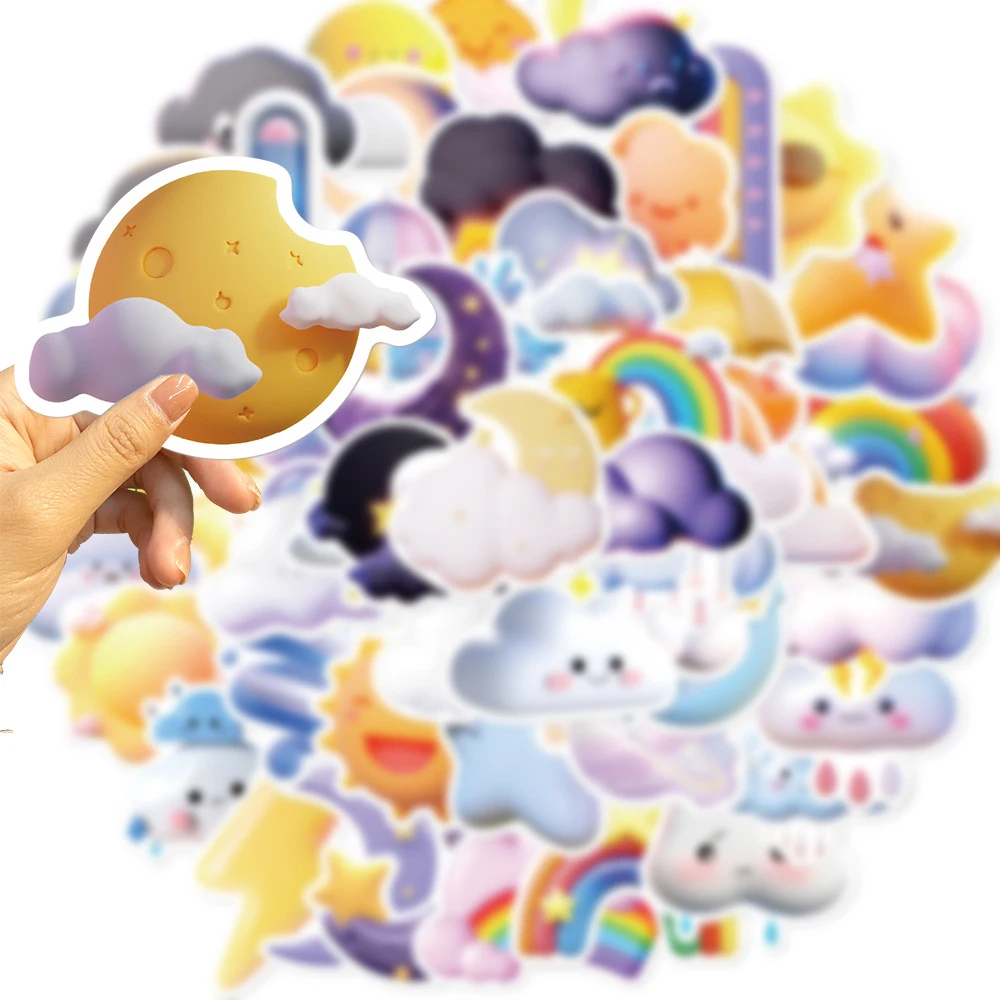 

10/30/55pcs Cute 3D Weather Graffiti Stickers Aesthetic Decals Notebook Laptop Phone Diary Luggage Decoration Sticker Kids Toys