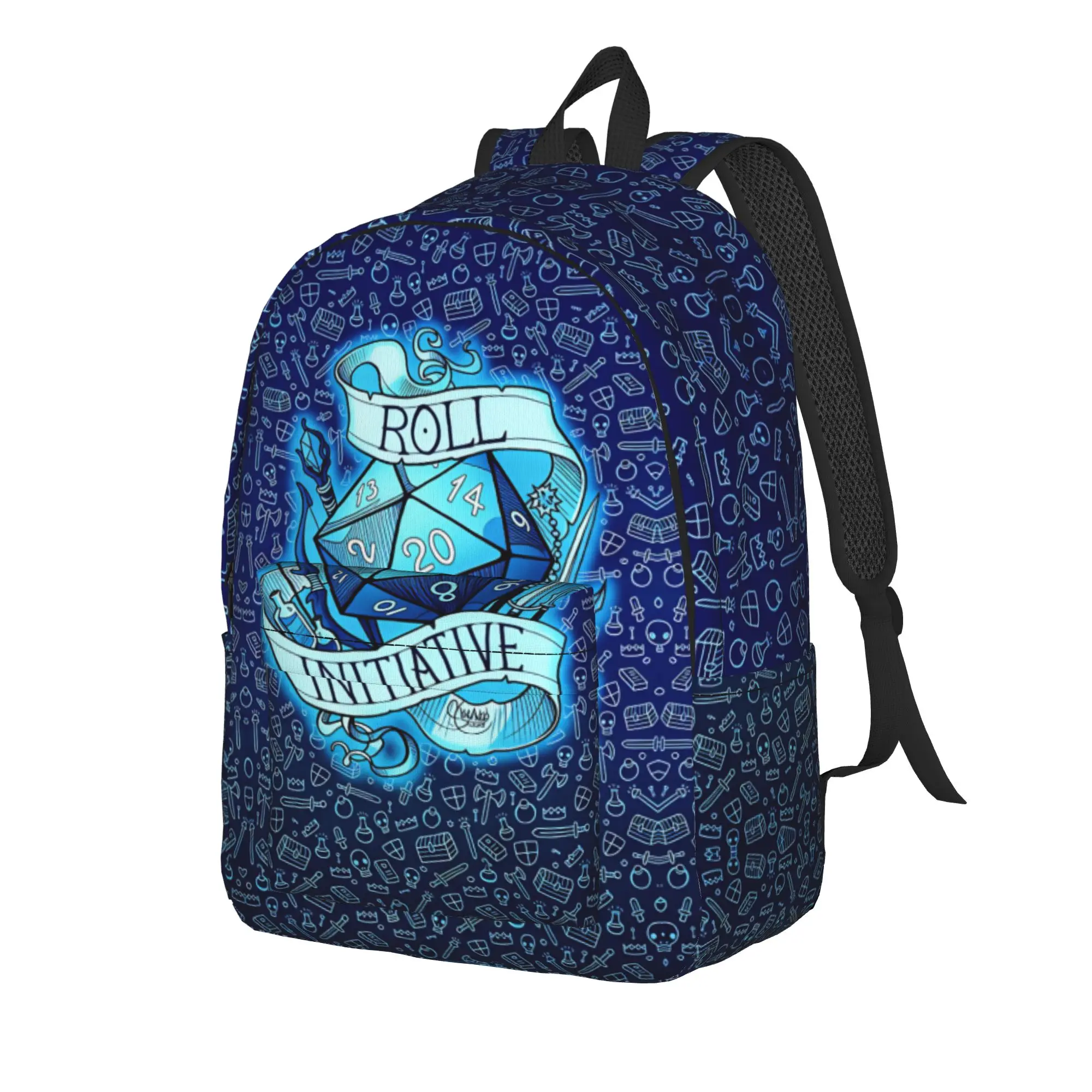 Medieval Dragon And D20 Dice Dnd Backpack  Women Men Polyester Hiking Backpacks Lightweight Stylish School Bags Rucksack