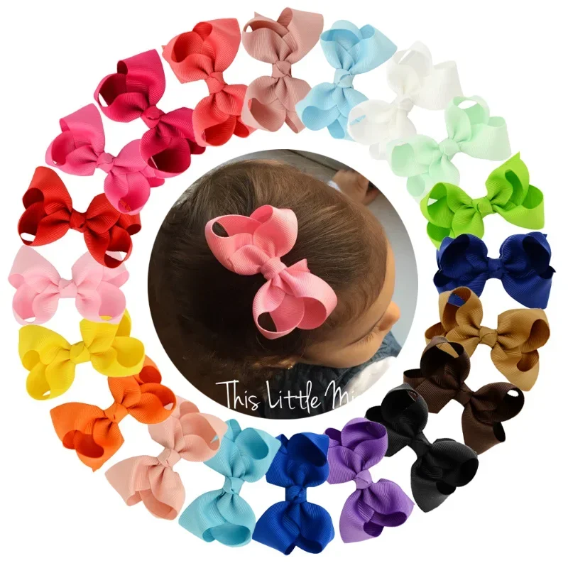 1Piece 3Inches Grosgrain Ribbon Bows Hair Clip for Kids Girls Solid Color Bowknot Classic Bubble Bow Hairpins Hair Accessories