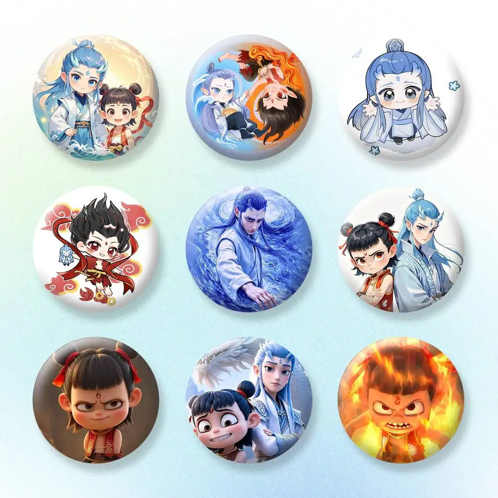 

N-Nezha Badges Creative Tinplate Button PinsBrooch Badge Clothes Backpack