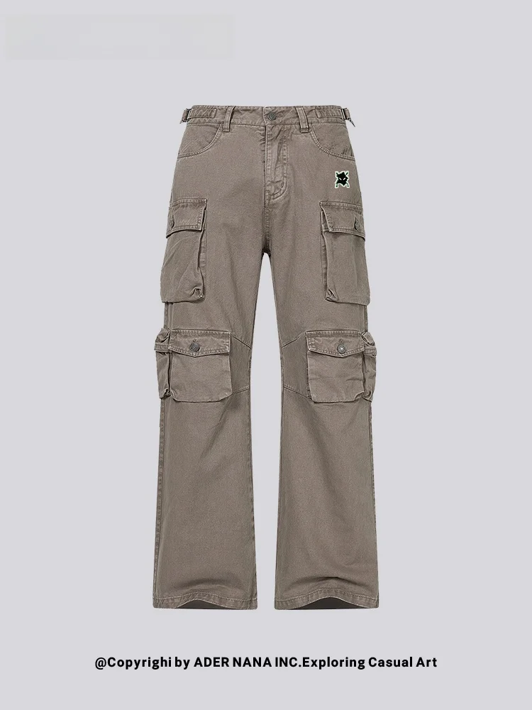 

Мужские брюки NANA Casual Loose Straight Leg с множеством карманов, цвет хаки, из хлопка, удобные, износостойкие, для осени и зимы