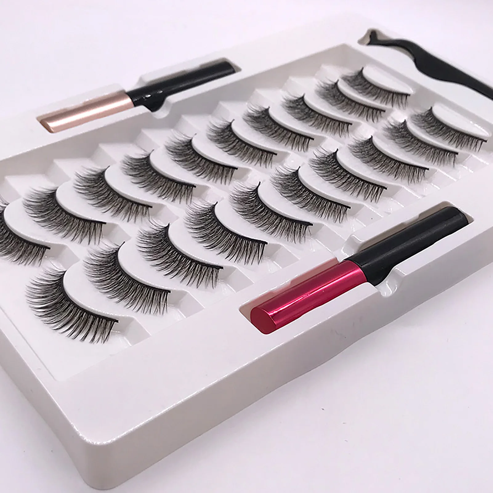 10-teiliges Magnetismus-Wimpern-Set, handgefertigt, leicht, wiederverwendbar, magnetische Wimpern mit Applikator, Magnetismus-Wimpern-Set