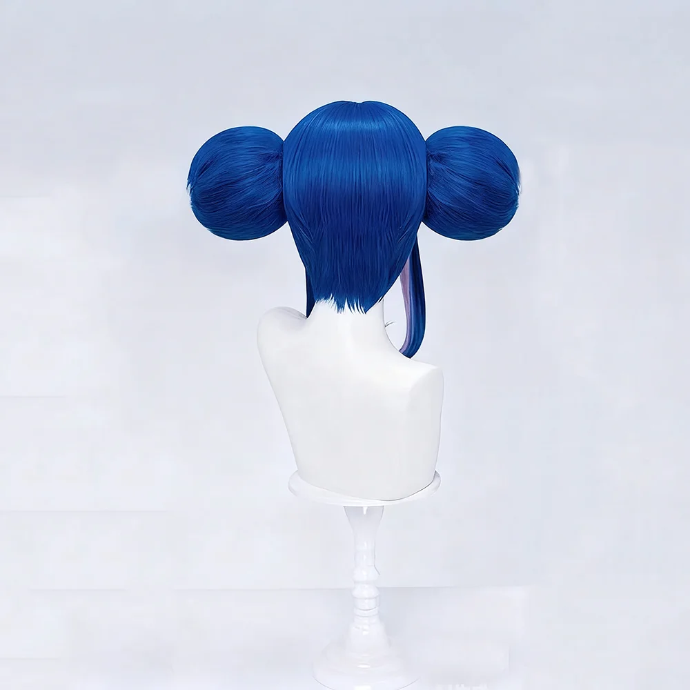 Anime Ridders Van Guinevere Cosplay Pruik Vrouwen Lolita Blauw Dubbele Broodjes Haar Hittebestendige Synthetische Pruik Halloween Prop