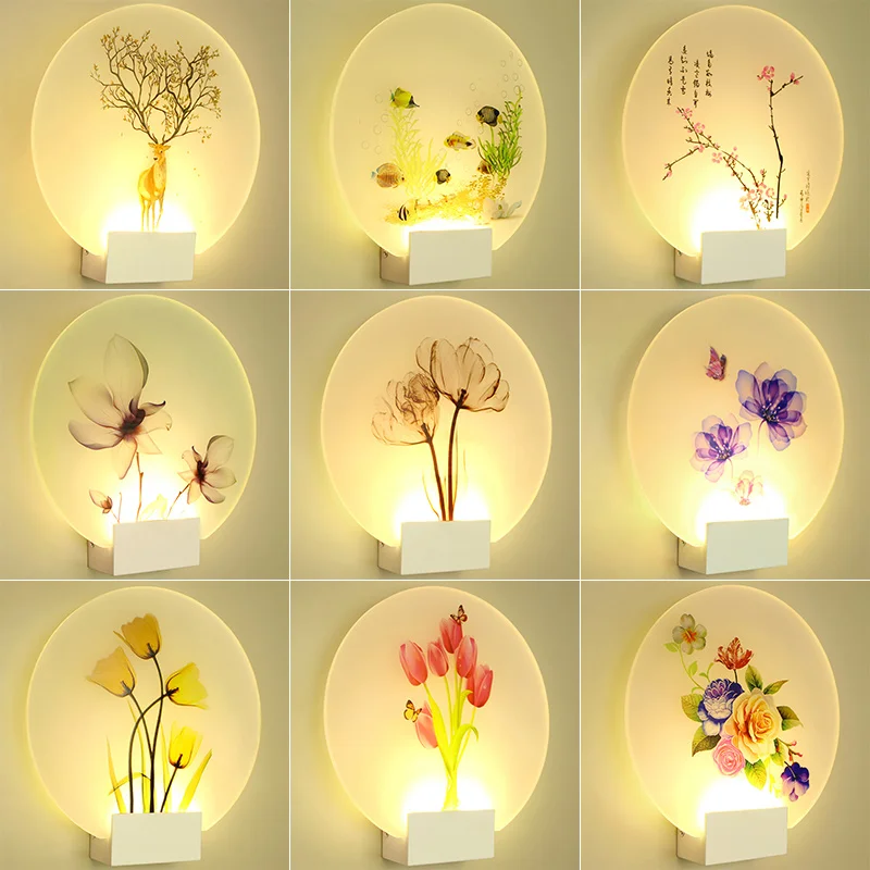 

8w Modern Loveliness Romantic Picture Classic Wall Lamp For Bedside Bedroom Stair Corridor Porch Nordic Home Led Lighting