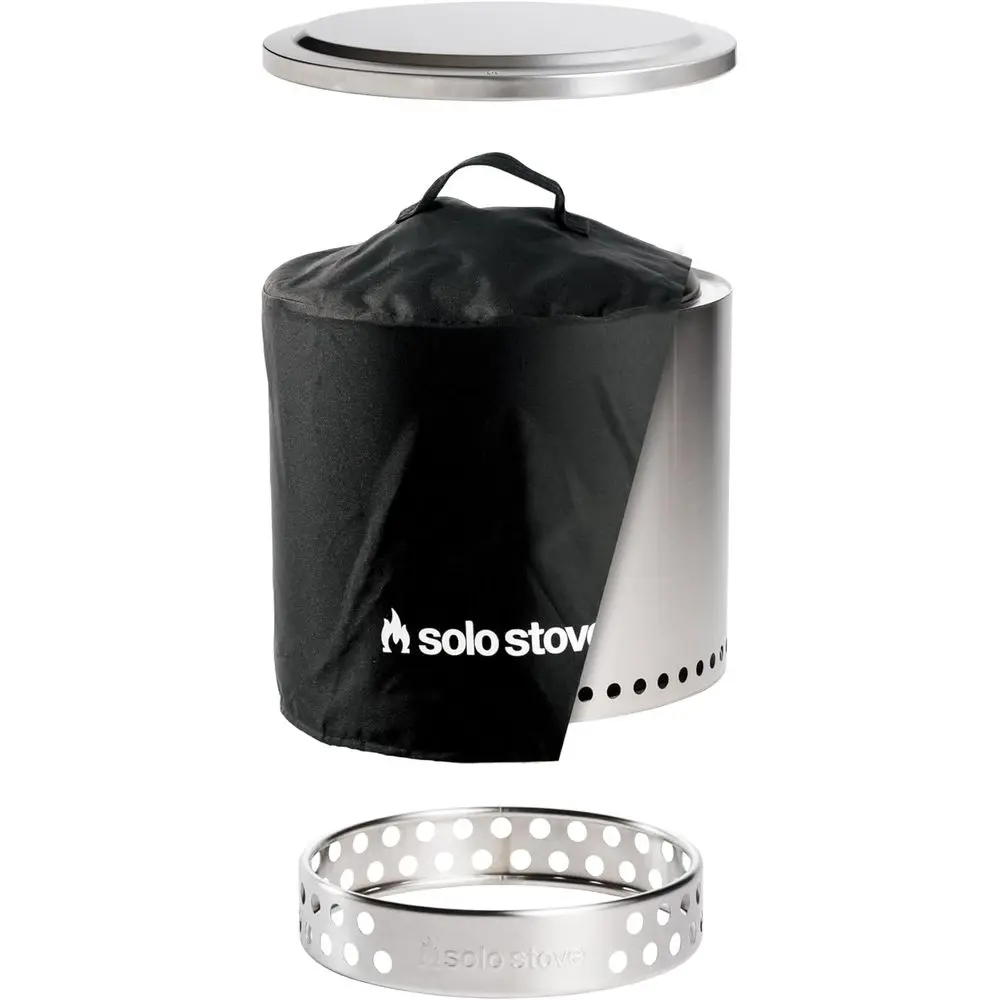 

Ranger Exclusive ire Pit Bundle | Portable & Smokel| Includes Stand, Lid & Shelter | Ideal or 2–4 People | StainlSteel, 15"x15",