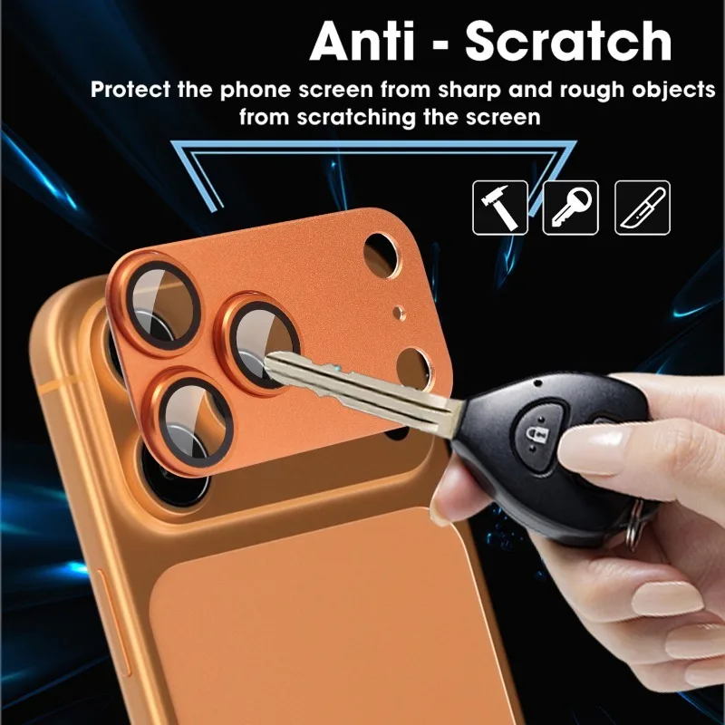 ฟิล์มกันรอยเลนส์กล้อง iPhone 17 Pro Max แบบใหม่ 2 ชิ้น ผลิตจากโลหะผสมอะลูมิเนียม กระจกนิรภัย ป้องกันการแตก แข็งแรง