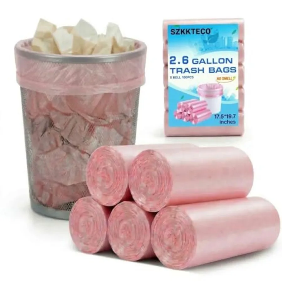 

Small Trash Bags 2.6 Gallon Fits 1.6-3 Gal,Semi-Transparent Garbage Can Liners, Mini Wastebasket Plastic Bag for Bathroom, Bedr