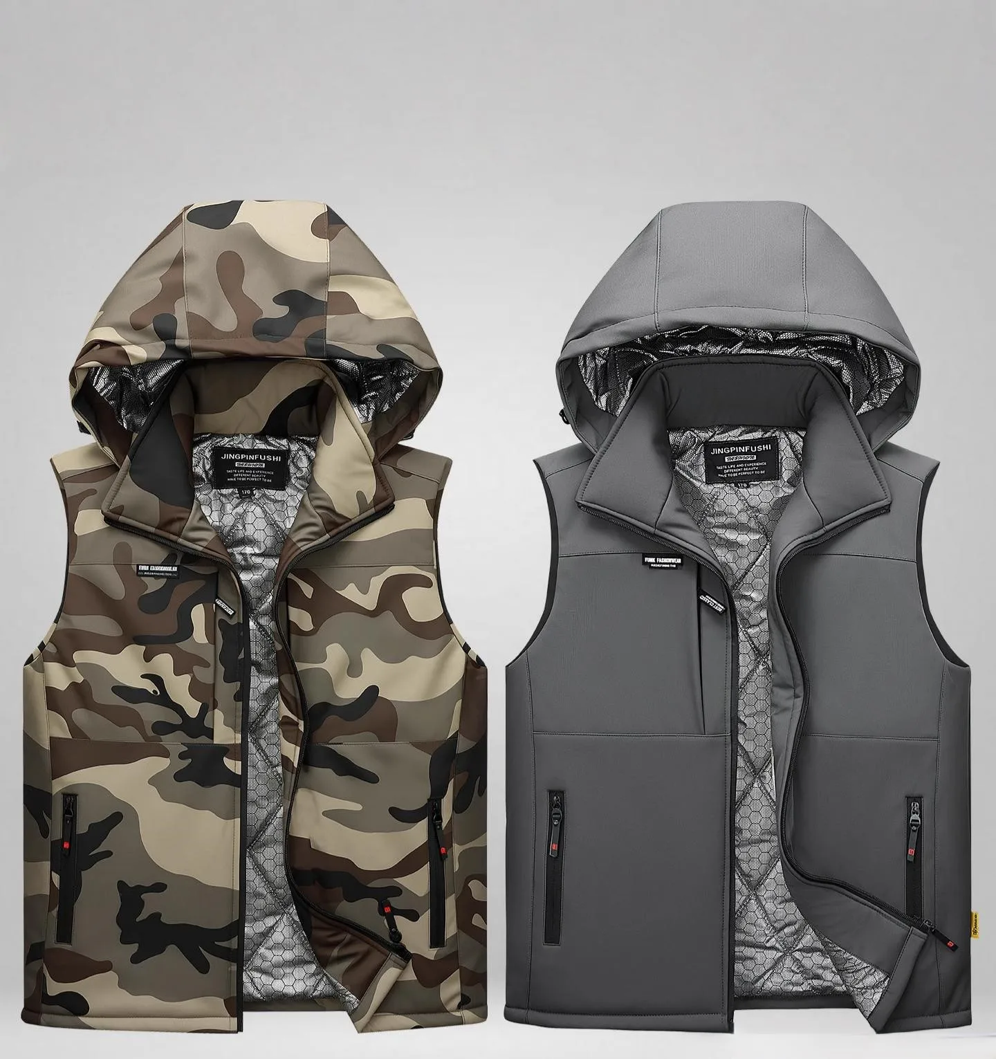 Graphene Heating Vest Winter Thick Cotton Lined Camouflage Jacket Thermal Cold Proof Sleeveless Coat Comfortable Outdoor Work
