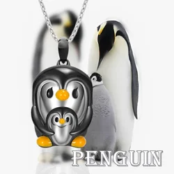 Cute Mother and Son Penguin Cartoon Pendant Necklace Lady's Fashion Animal Jewelry Exquisite Pendant Birthday Love Party Gift