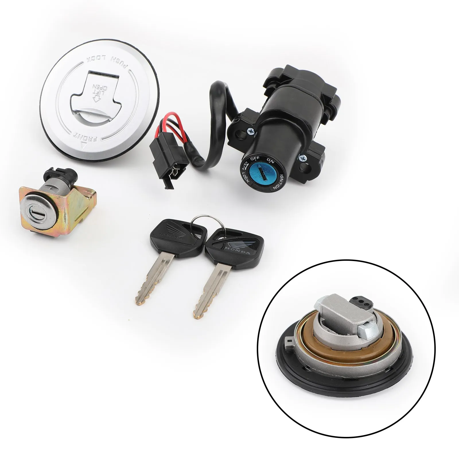 

Topteng Ignition Switch Fuel Gas Cap Seat Lock Keys Set For Honda CBR250R CBR300R 11-18