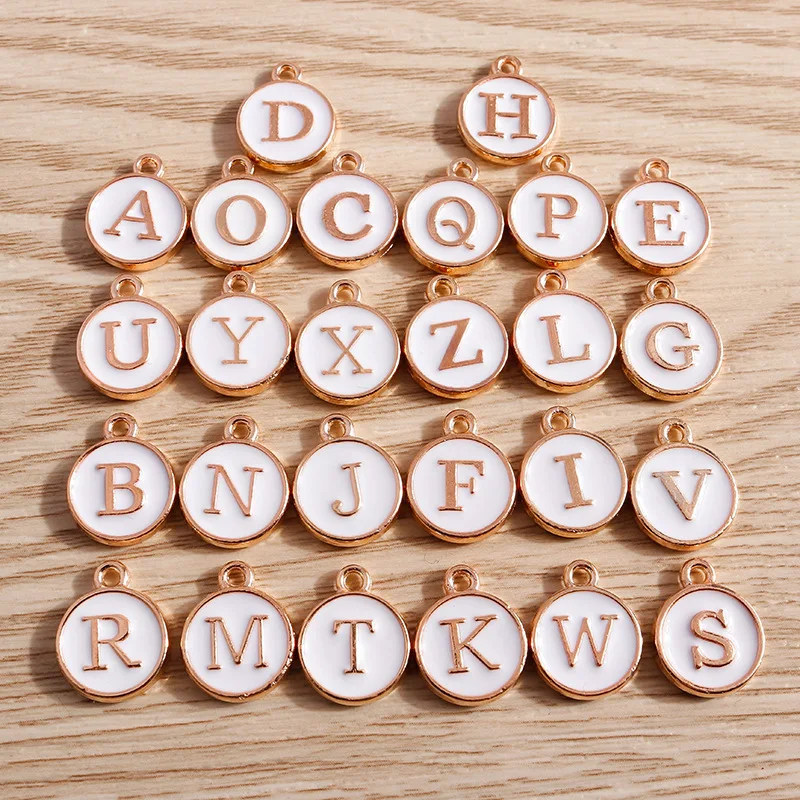 

100 pieces Mixed loading per pack alloy oil-dripping metal English letter accessories pendant necklace jewelry DIY pendant