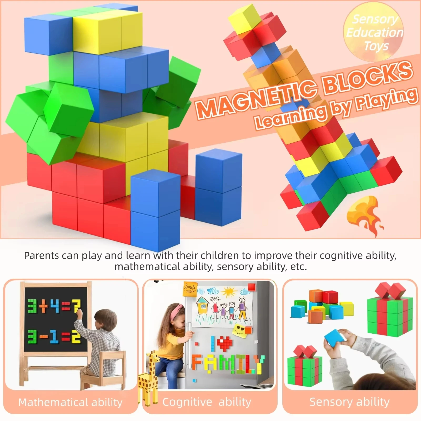 Blocs de construction à tige magnétique pour enfants âgés de 3 ans, jouets éducatifs sûrs pour stimuler le développement du cerveau, la créativité et la résolution des problèmes