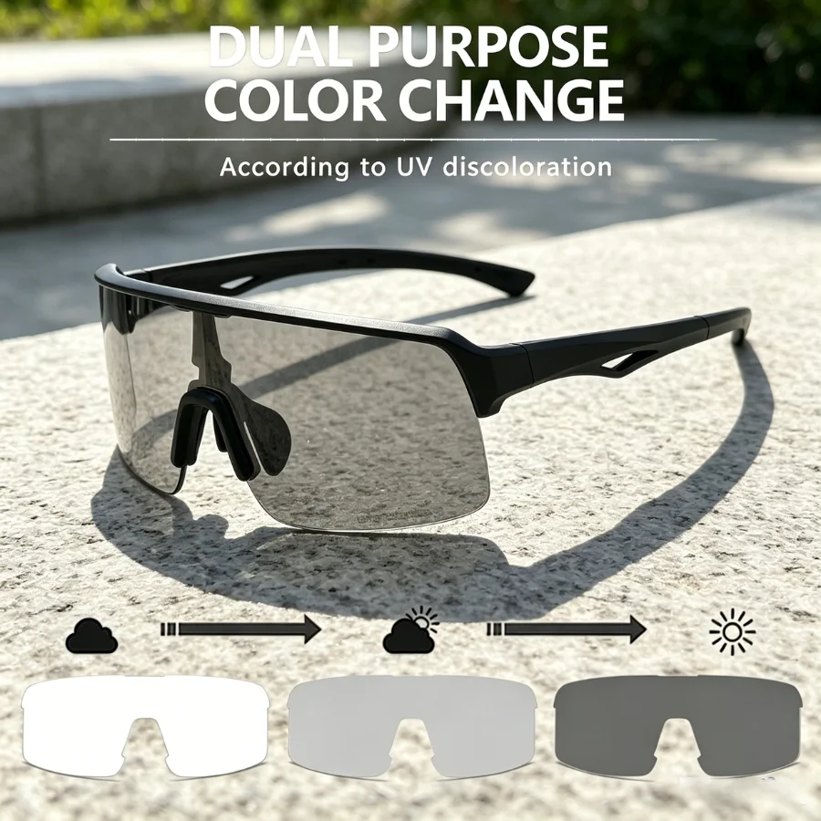 

ELICIT Photochromic Cycling Sunglasses Men Women New Bike Glasses Riding Driving UV400 Mountain Bicycle Goggles TR90 Frame E807