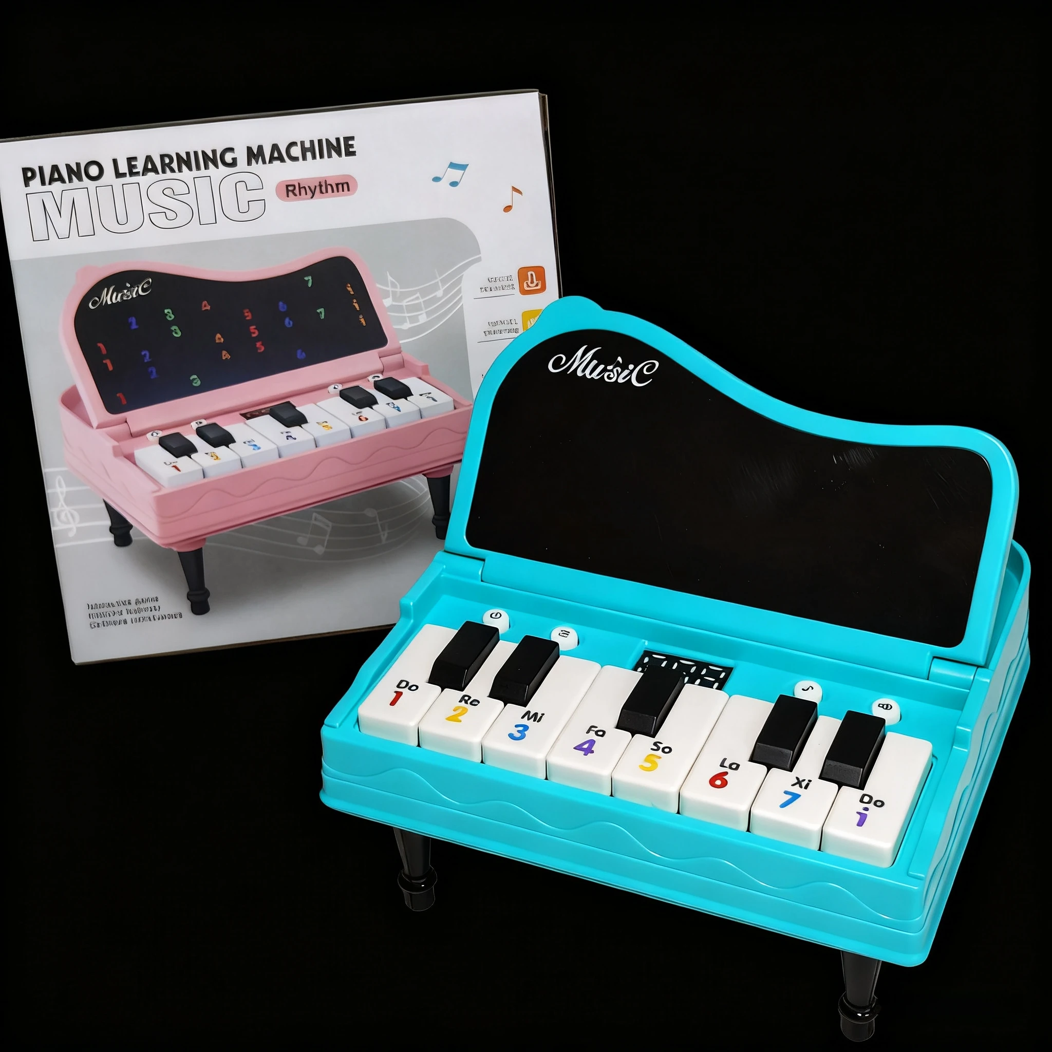 بيانو محمول بحجم راحة اليد، خياران من الألوان، سبعة أوضاع، حجم قابل للتعديل، تأثيرات الصوت والضوء هدية مناسبة