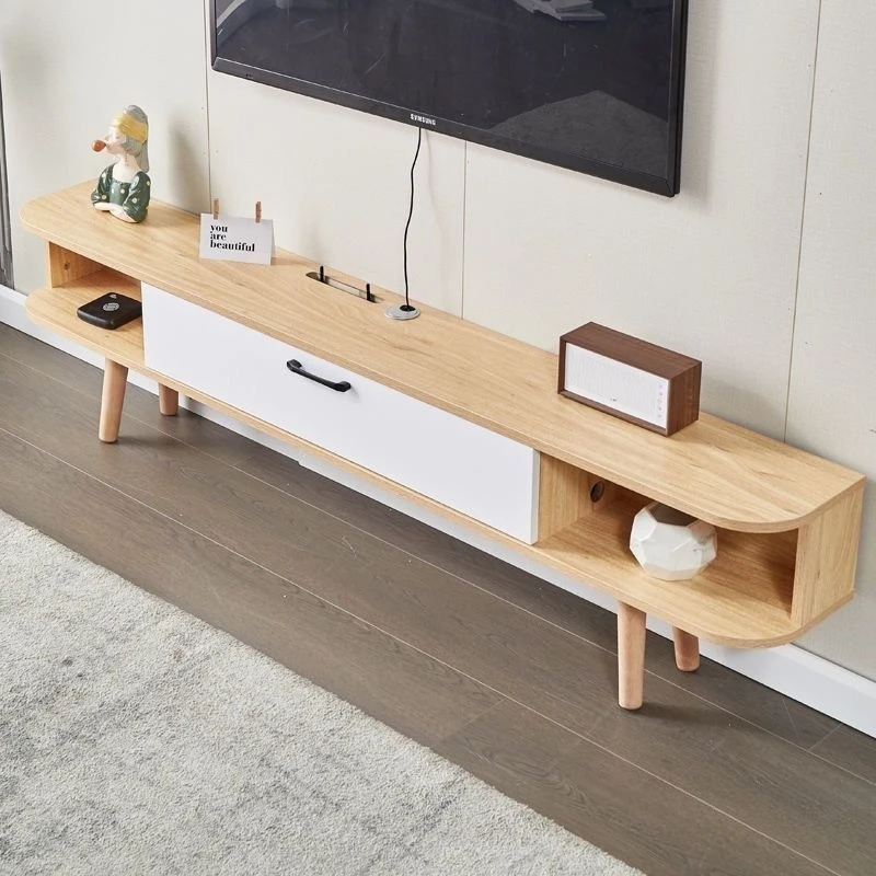 Solid wood TV cabinet Small apartment solid wood legs floor-to-ceiling simple and economical rental  Living room TV cabinet