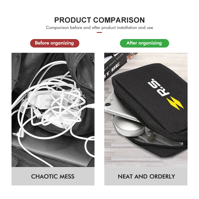 Car Data Cable Charger Portable Hard Disk Organizer Storage Bag For Renaul RS Kadjar Captur Clio Megane 2 3 4 RS Koleos Logan