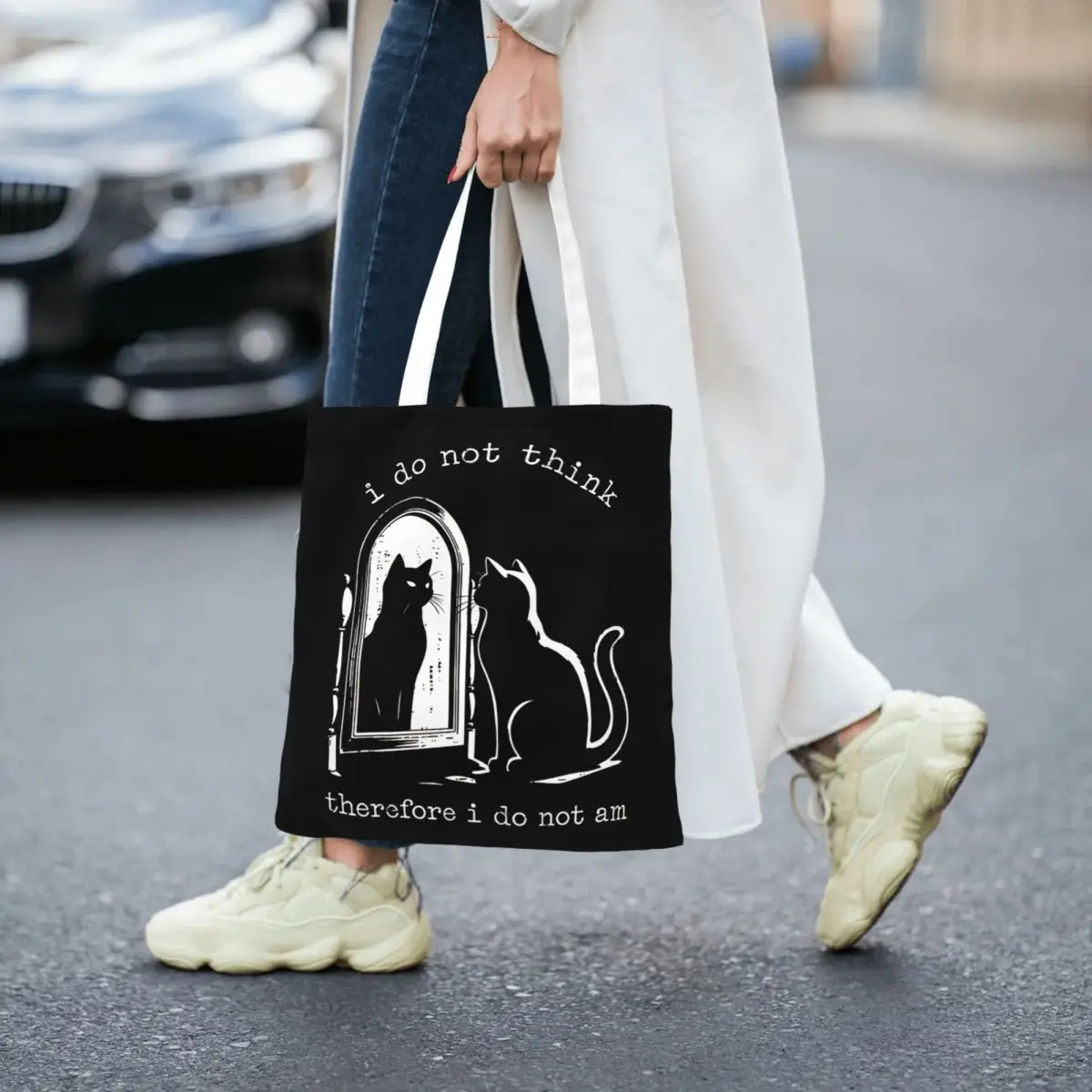 لا أعتقد ذلك، لست أنني القط حمل الحقائب النسائية حقيبة يد قماش كلية حقيبة كتف قابلة لإعادة الاستخدام حقيبة البقالة