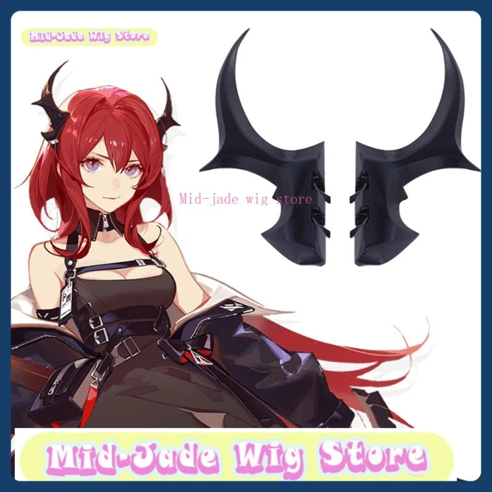 

Mid-jade Wig Store Arknights Surtr Horns 42t2 Cosplay 3D Printed Black Prop Anime Game Role-playing Halloween Costume Props