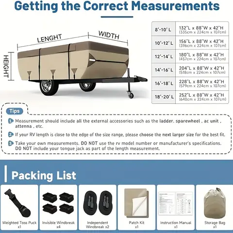 Pop Up Camper Cover Folding Tent Trailer 7 Layer Top, 3 Layer Side, Windproof, Sun Resistant 10 best sales pop up camper - №4