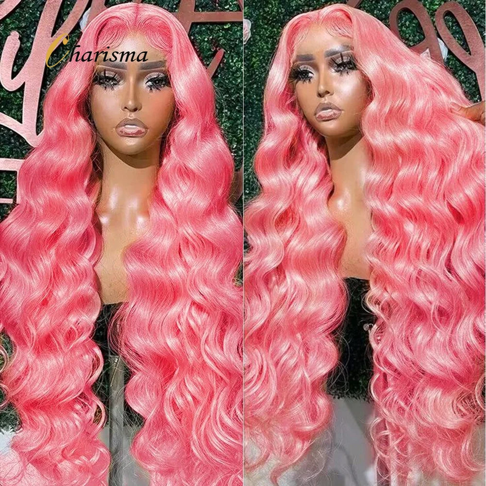 

Charisma Synthetic Lace Front Wig Long Body Wave Pink Wigs For Women Soft Frontal Wig Daily Use Synthetic Lace Wigs