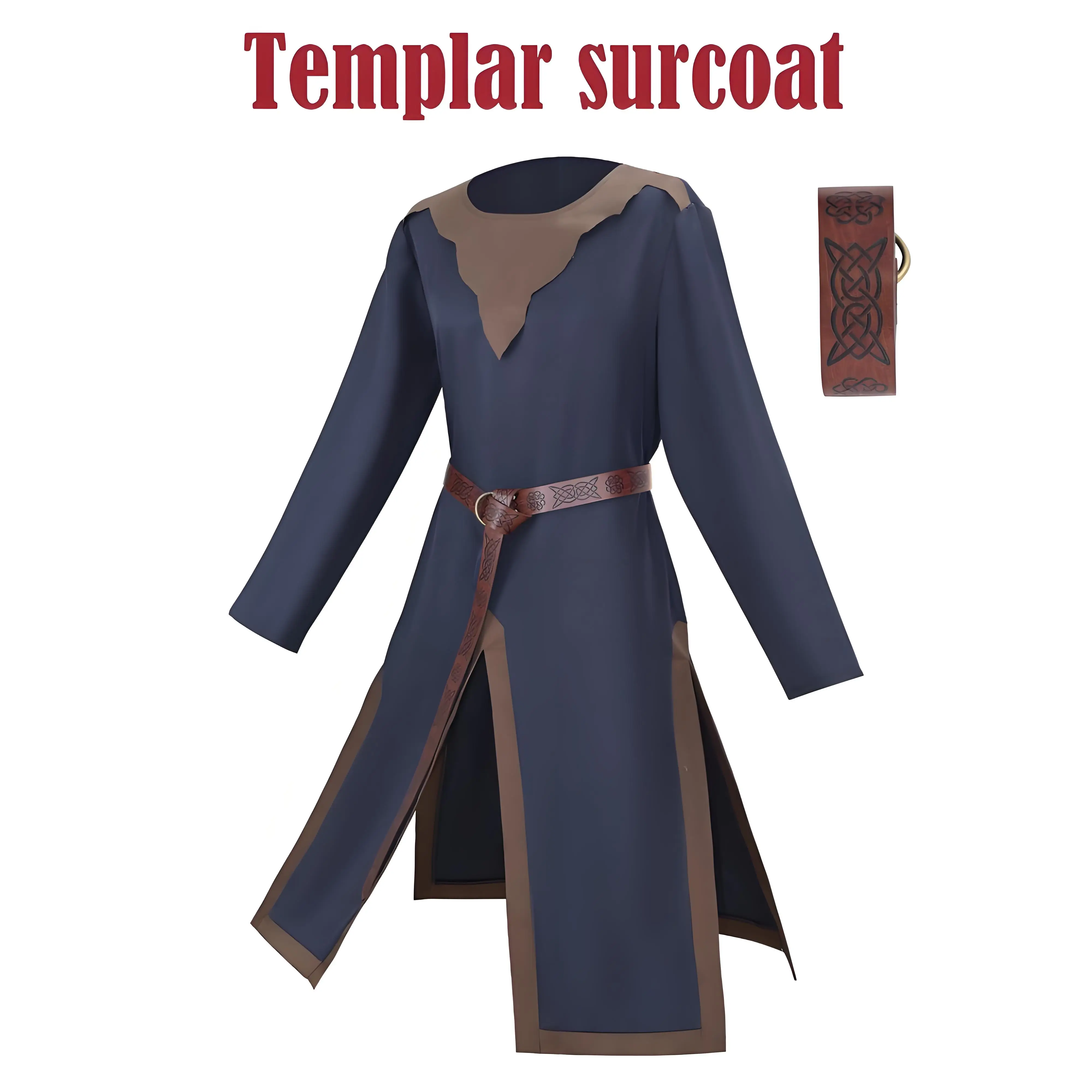 

Medieval Renaissance Tunic Viking Aristocrat Chevalier Knight Warrior Cosplay Costumes Halloween Templar Waist Cinching Coat