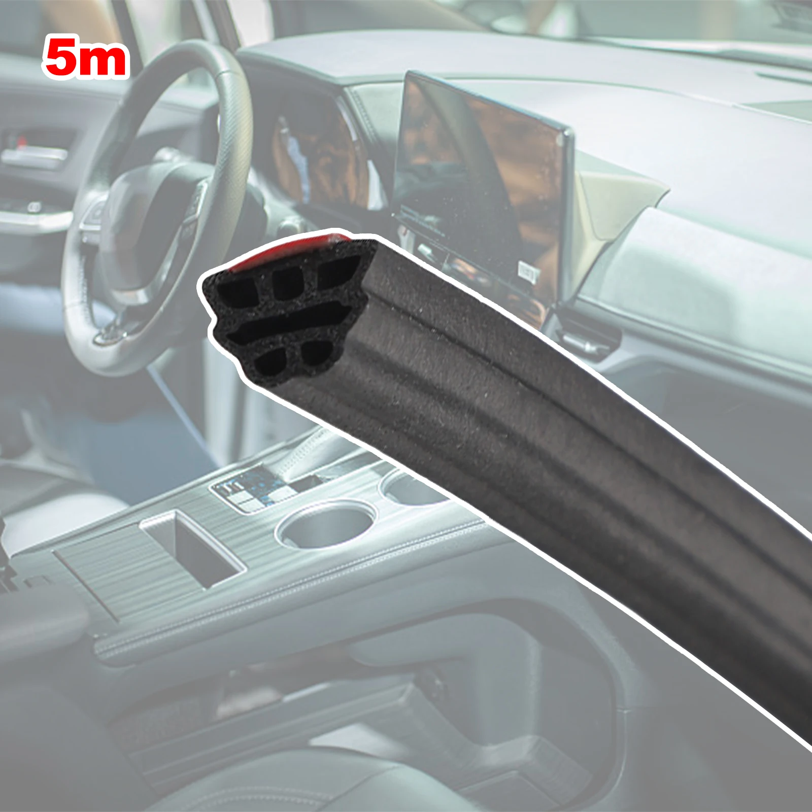 Car Rubber 3-Layer Seal Strip Car Door Rubber Seal Strips Sound Insulation Weatherstrip Accessories 5M Dhesive Stickers