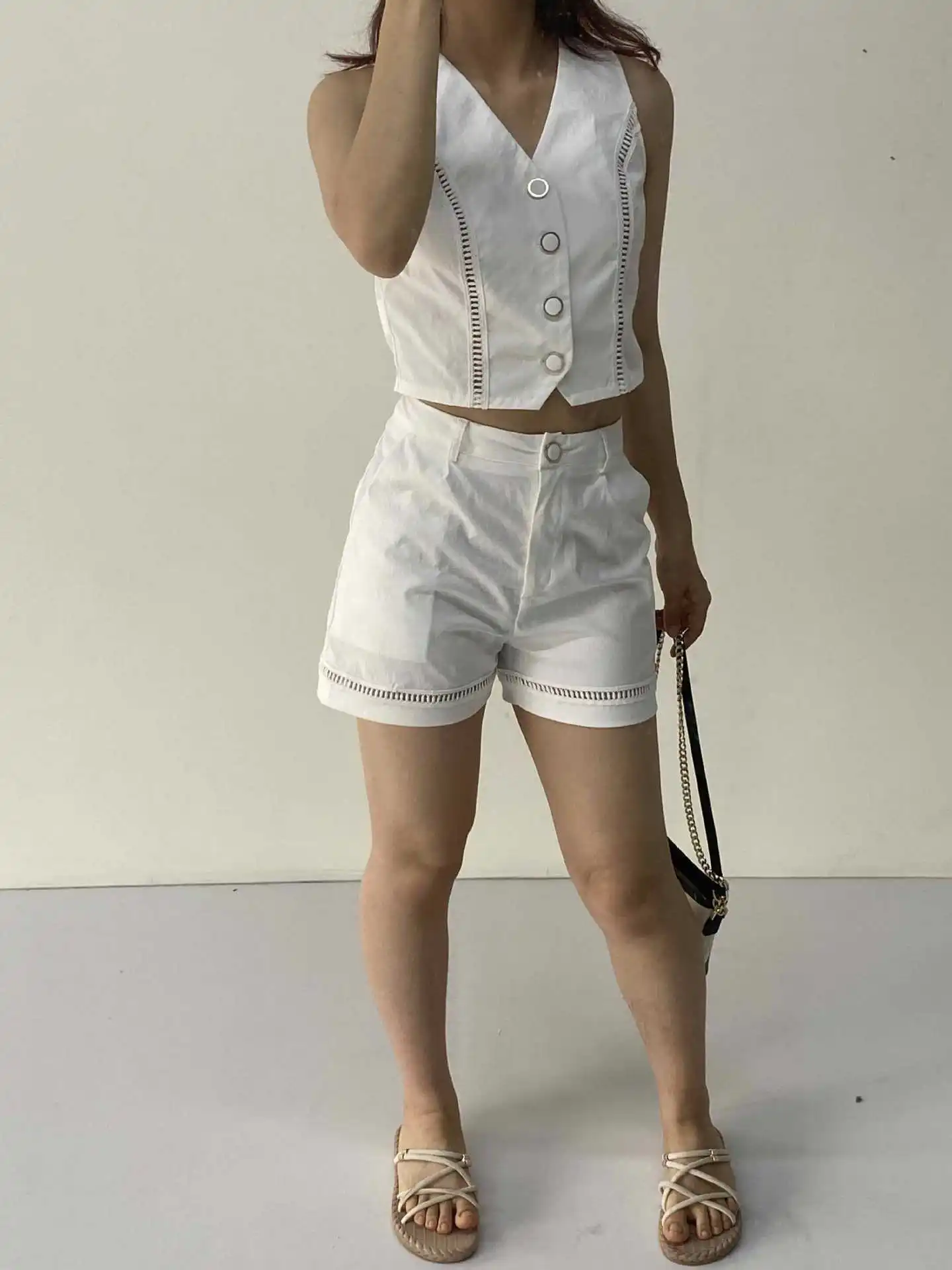 New 2 Piece Sets Women Outfit For Women 2024 Fashion Hollow Out Vest Top & Shorts Outfits Summer sexy Lace Patchwork suits Sets