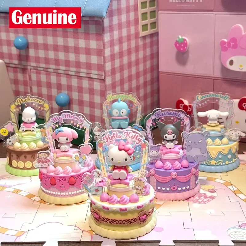 

Новые персонажи Sanrio, слепая коробка, мультфильм Куроми Cinnamoroll, аниме-фигурка, торт, коллекционные кавайные настольные украшения, подарок для девочки