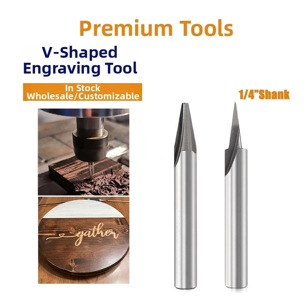 1/4Pcs V Shape Engraving Bit Set CNC Router Bits Carving Tool 15-90 Degrees For Wood Acrylic PVC MDF V-shaped Edges Carving Tool