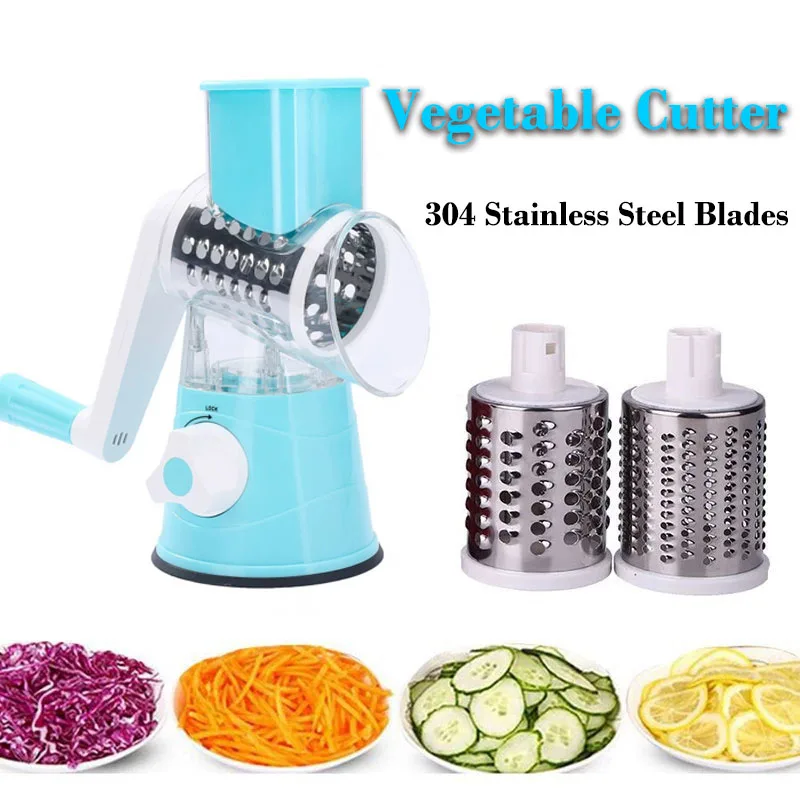 

Manual Drums Vegetable Cutter 304 Stainless Steel Blades Vegetable Fruit Chopper Cheese Potato Carrot Slicer Kitchen Gadget