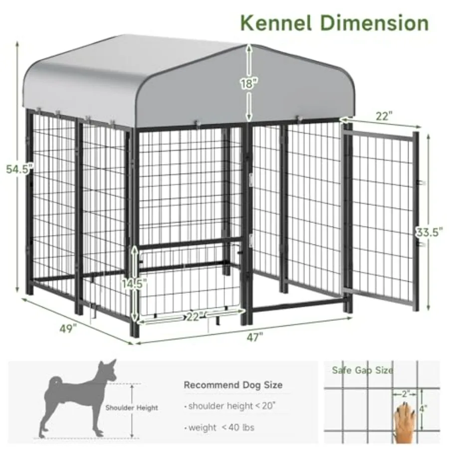 Уличная питомник для собак с крышей и кормушками Съемная дверь для собак Сознительная конструкция для средних и маленьких собак Квадратный корпус для домашних животных