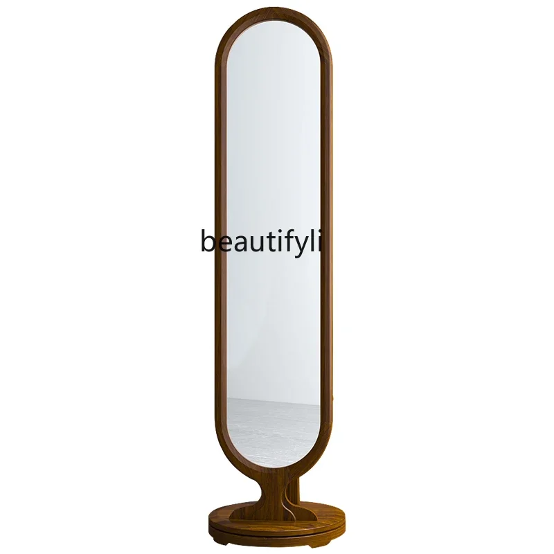 

Solid Wood Ugyen Wood Floor Mirror Rotatable Integrated Coat Rack Multi-Functional Household