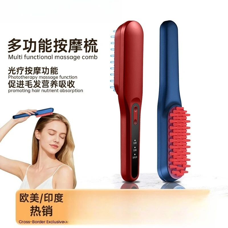 Portable Electric Massage Comb Red Blue Light Hair Care Comb Hair Massager Color Light Beauty Salon Comb