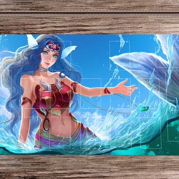 새로운 Yu-Gi-Oh CCG TCG Playmat Mermail Abysslinde 애니메이션 트레이딩 카드 게임 매트 데스크 매트 존 & 무료 가방 Anti-slip Mousepad 60x35cm