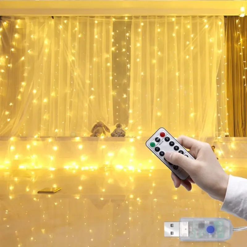 

1pc USB 3x3/3*2/3*1 LED Curtain Bedroom Lights Christmas Garland Fairy Light Festoon Wedding Home Bedroom Decoration Lighting