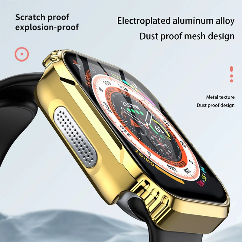 Glass+Case For Apple Watch 40mm 44mm 45mm 41mm Armor Waterproof Bumper Cover Protection Shell for iWatch Series 9 8 7 6 SE 5 4