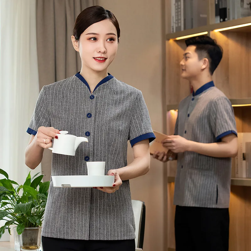 

Work Uniform Short-Sleeved Summer Clothes Female Housekeeping Community Property Suit Hotel Room Cleaning Aunt PA Unifo