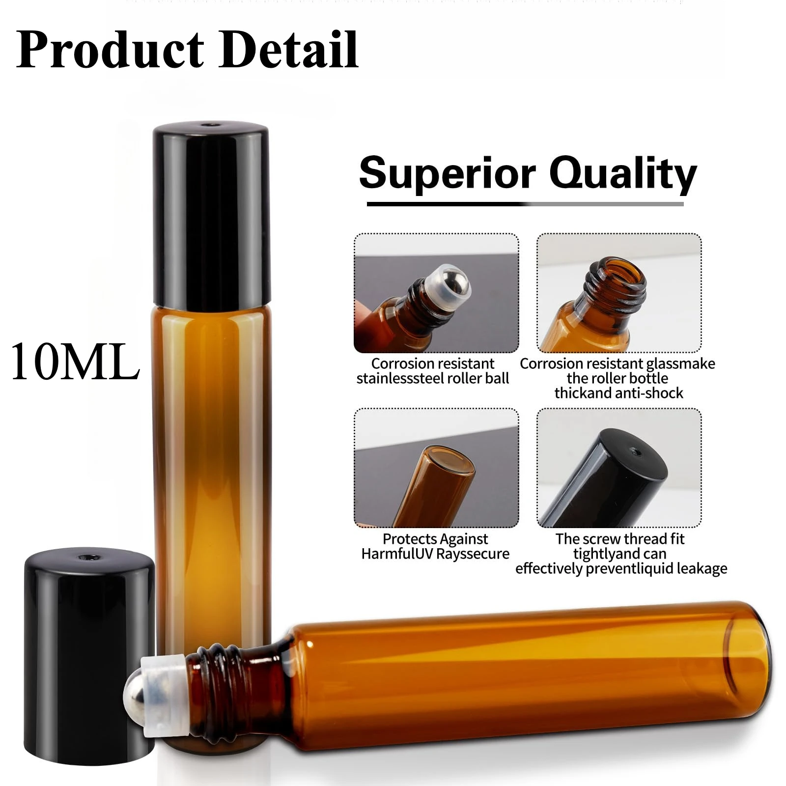 8/30pcs Glass Roll on Bottle 10ml Empty Essential Oil Roller Bottle with Stainless Steel Ball Dropper Pipette Travel Accessories