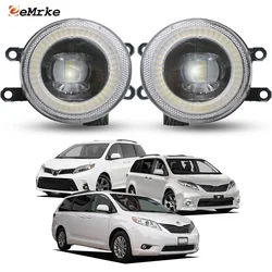 2 PCs LED Angel Eye DRL Anti Fog Light with Lens Headlight Left & Right for Toyota Sienna 2011 2012 2013 2014 2015 2016 2017