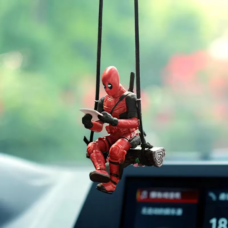 Anime Figure Deadpool Car Ornaments Auto Rearview Mirror Hanging Pendant Marvel Deadpool & Wolverine Bracelet Kid Toy Boy Gift