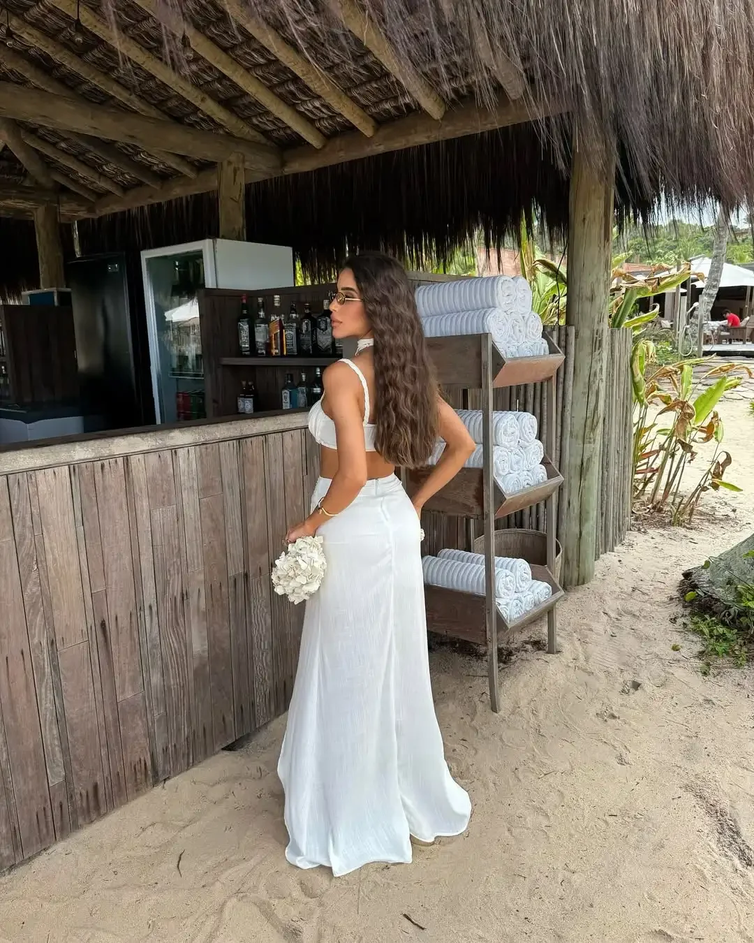 Gonna copricostume da spiaggia da donna 2025 Top a tubo in tre pezzi elegante e grazioso abito da spiaggia con spalline e scollo all'americana