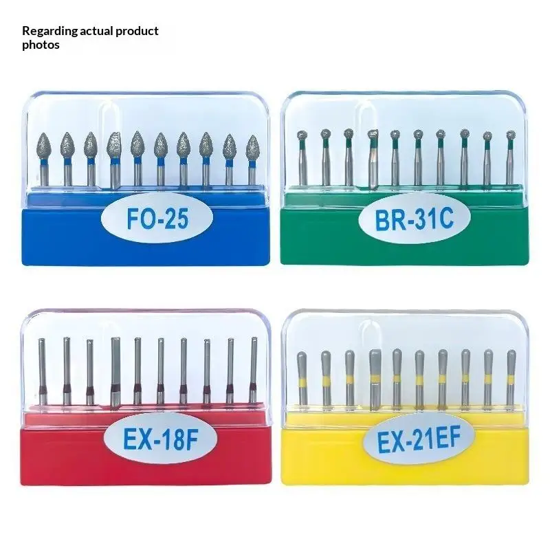 10Pcs Bag Dental Diamond Burs Polishing For High Speed Handpiece Polishing Drill Dentistry Cultural Decorations