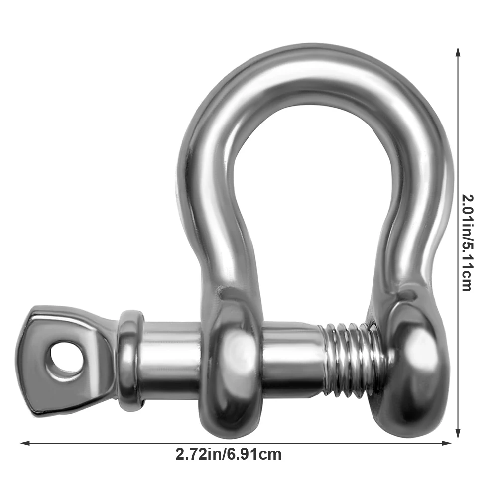 10 pieces 316 stainless steel D-shaped ring shackles. Marine-grade shackles suitable for ship locking screws, anchor chain rings