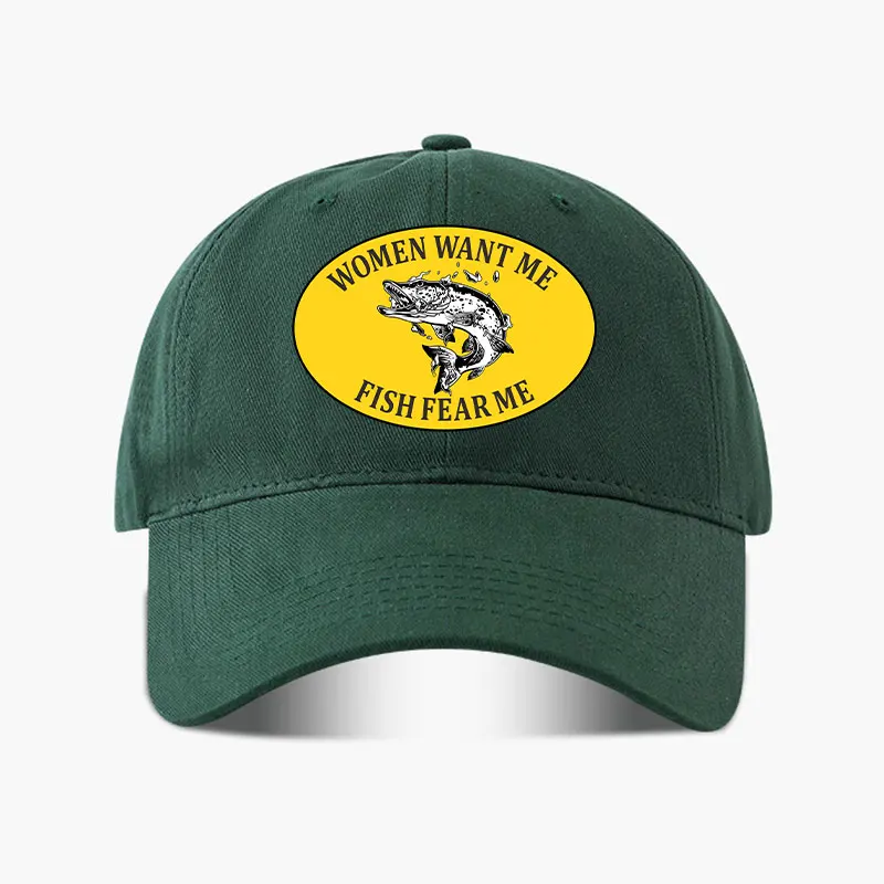 

Women Want Me Fish Fear Me Pike Fishing Baseball Cap 100% Cotton Large Head Size Hat for Big Head Men Outdoor Summer