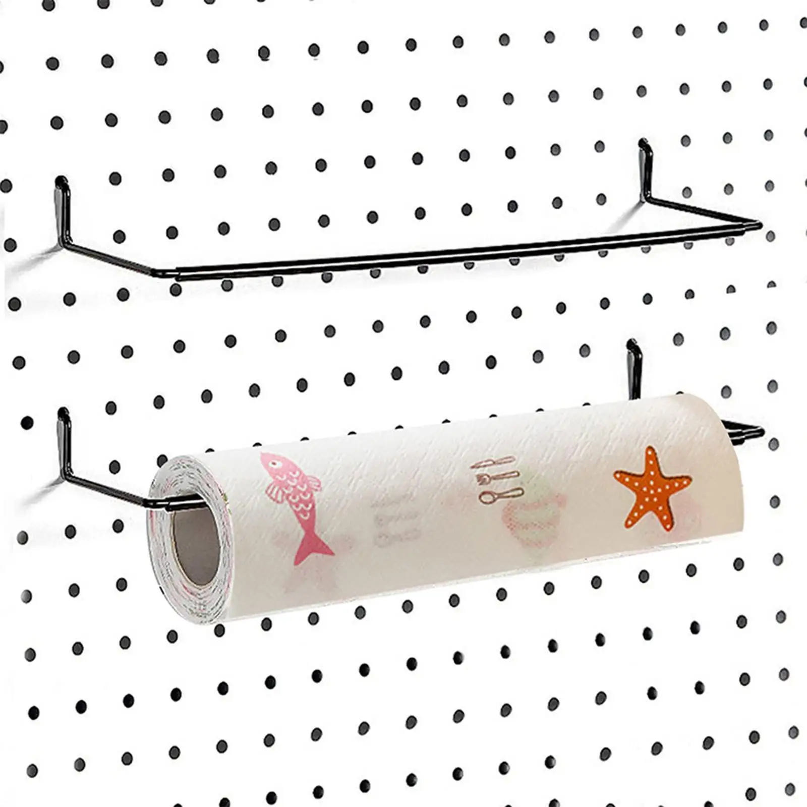 Paper Towel Holder Multifunctional Peg Board Hook Organizer for Kitchen Workshop Garage Home Storage