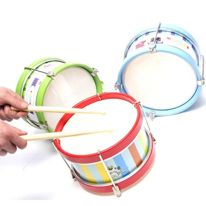 Children Portable Double-Sided Military Drum Baby Childhood Music Enlightenment Early Education Percussion Instrument Toys