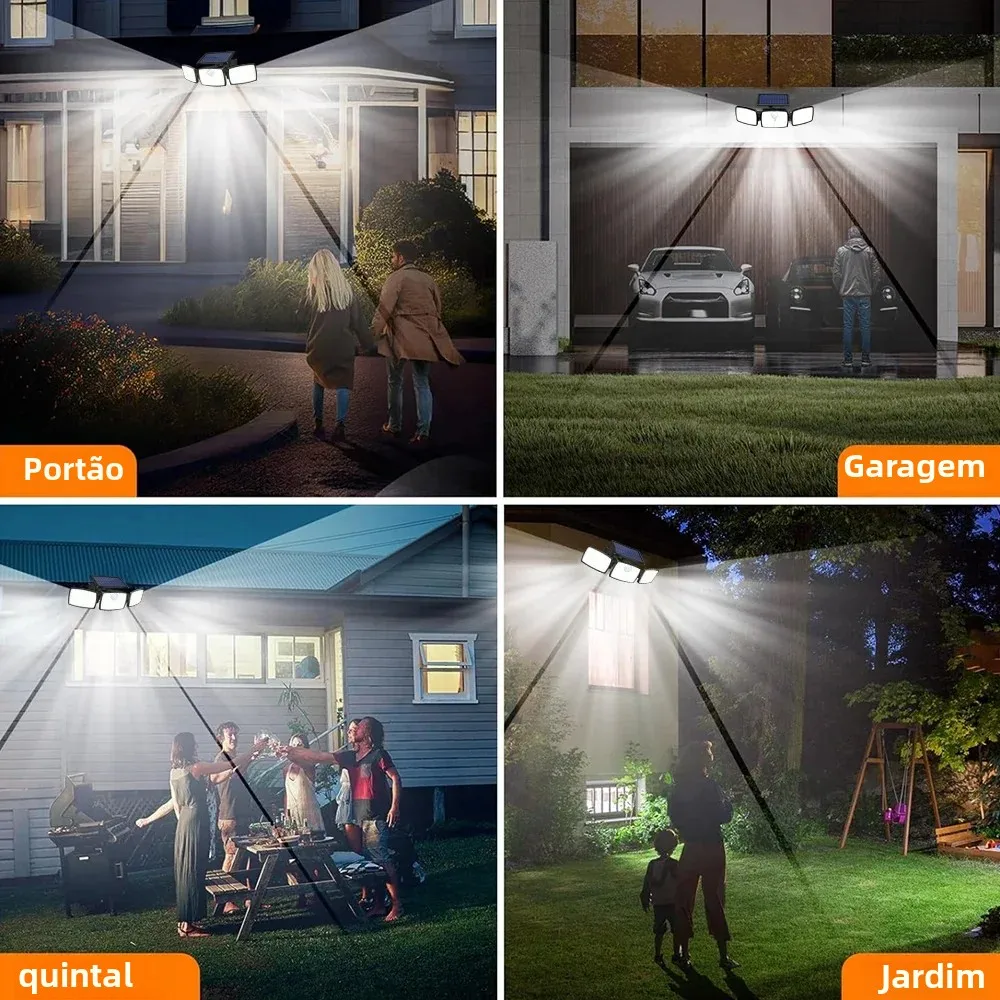 1/2PCS 179 LED Solar Outdoor Lights 3 Heads Motion Sensor with Remote 3 Modes Waterproof Solar Security Wall Lamp for Patio