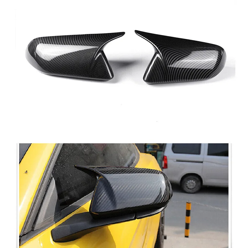 Car Carbon Fiber M Horn Rearview Side Mirror Cover Cap For Ford Mustang 2015-2025